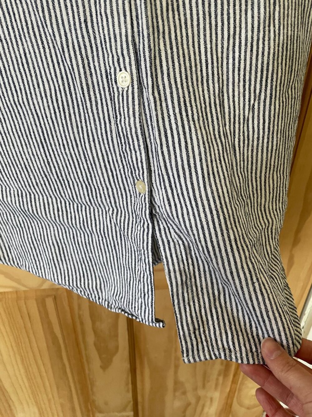 Gap Linen-Blend Sleeveless Striped Shirt Dress - Women's Sz M - Blue and White - Picture 6 of 12